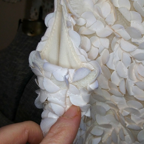 Frank Lyman Ivory 3-Dimensional Rose Petal Design Special Occasion Sheath Dress - Picture 12 of 14